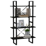 vidaXL Bibliothèque à 4 niveaux Noir 80x30x140 cm Bois de pin massif