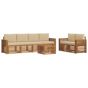 vidaXL Ensemble de canapés d'extérieur 7 Pièces Naturel et Beige