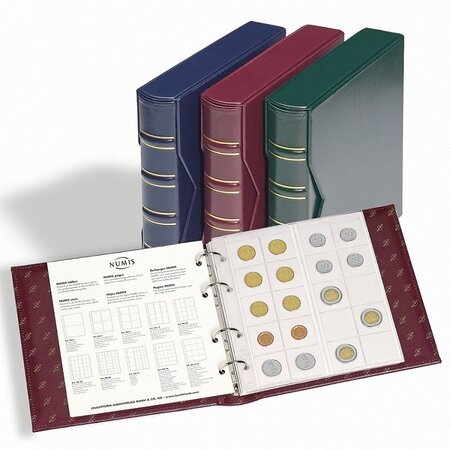 Classeur numismatique leuchtturm numis rouge pour pièces de monnaie  avec 5 feuilles (327836)