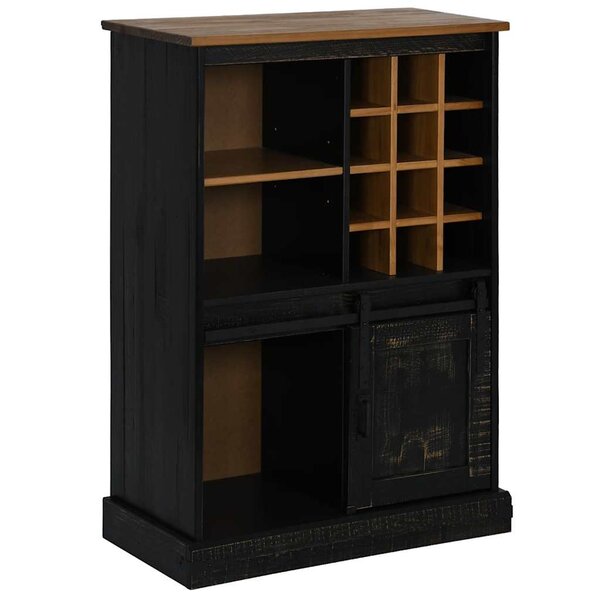 vidaXL Armoire à vin HALDEN casiers à vin porte coulissante noir pin
