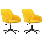 vidaXL Chaises pivotantes à manger lot de 2 Jaune Velours
