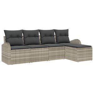 vidaXL Ensemble de canapé de jardin 5 Pièces Gris clair Poly rotin