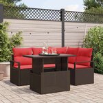 vidaXL Ensemble de canapé de jardin 5 Pièces Marron Poly rotin