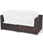 vidaXL Salon de jardin avec coussins 5 Pièces Résine tressée Marron
