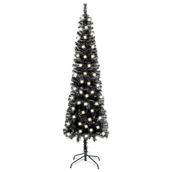 vidaXL Arbre de Noël mince pré-éclairé noir 240 cm