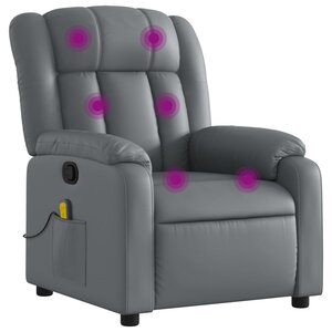 vidaXL Fauteuil de massage inclinable gris similicuir