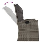 vidaXL Banc de jardin inclinable et coussins gris 173cm résine tressée