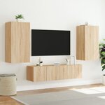 vidaXL Unités murales TV avec LED 4 Pièces chêne sonoma bois d'ingénierie