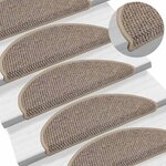 vidaXL Tapis d'escalier autocollants 30 Pièces 56x17x3 cm beige foncé