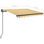 vidaXL Auvent rétractable manuel et poteaux 3 5x2 5 m Jaune et blanc