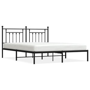 vidaXL Cadre de lit métal sans matelas et tête de lit noir 160x200 cm