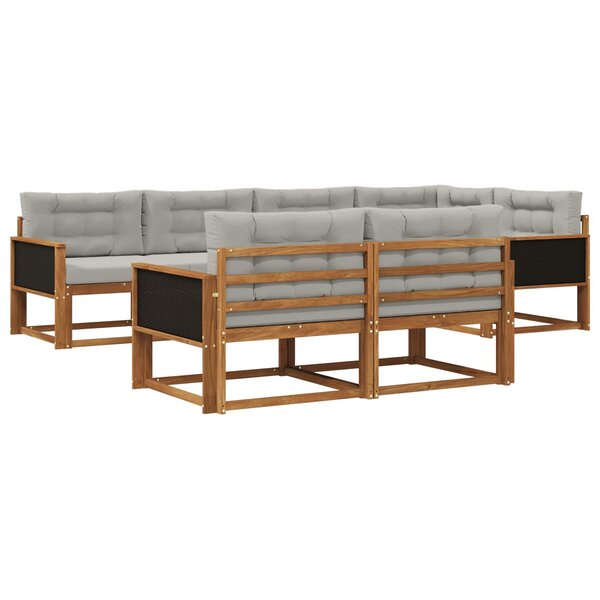 vidaXL Ensemble de canapés d'extérieur 8 pc Naturel et Gris clair