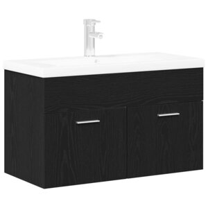 vidaXL Cabinet de salle de bain Chêne noir 80 x 38 5 x 46 cm