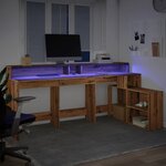 vidaXL Bureau avec lumières LED chêne artisanal bois d'ingénierie