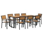 vidaXL Ensemble de salle à manger pour jardin 9 Pièces Noir et marron