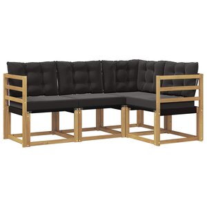 vidaXL Ensemble de canapés d'extérieur 4 pc Blanc et noir