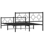 vidaXL Cadre de lit métal avec tête de lit/pied de lit noir 140x190 cm