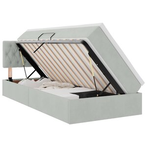 vidaXL Lit de rangement LED avec matelas Gris clair 100 x 200 cm