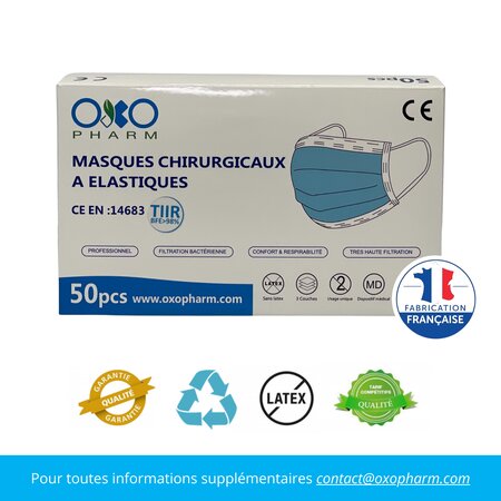 Lot de 200 Masques chirurgicaux de Type IIR