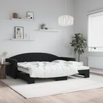 vidaXL Lit de jour avec lit gigogne noir 90x200 cm velours