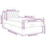 vidaXL Lit ottoman avec matelas et LED Gris foncé 80x200cm tissu