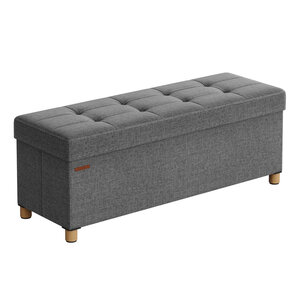 Pouf coffre de rangement tabouret avec repose-pieds pliable banc avec rangement 38 x 38 x 40 cm pour salon chambre gris 12_0007287