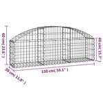 vidaXL Panier de gabions arqué 150x30x40/60 cm Fer galvanisé