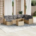 vidaXL Salon de jardin avec coussins 9 Pièces beige résine tressée