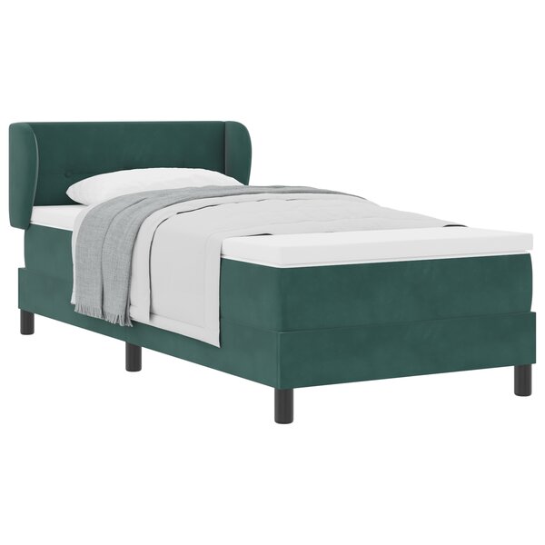 Lit à ressorts vidaXL avec matelas vert foncé 80x200 cm en velours