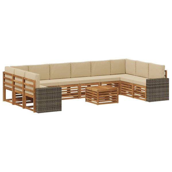 vidaXL Ensemble de canapés d'extérieur 11 Pièces Naturel et Beige