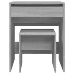 vidaXL Coiffeuse et tabouret sonoma gris 60x40x113 5 cm