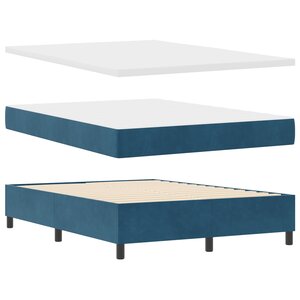 vidaXL Lit à Ressorts avec Matelas & Banc Bleu Foncé 140x200 cm Velours