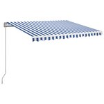 vidaXL Auvent manuel rétractable avec LED 350x250 cm Bleu et blanc