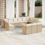 vidaXL Salon de jardin avec coussins 13 Pièces beige résine tressée