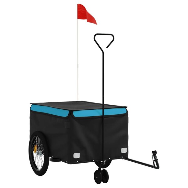 vidaXL Remorque de vélo noir et bleu 45 kg fer