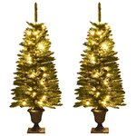 vidaXL Arbres de Noël artificiels 2 Pièces et couronne guirlande et LED