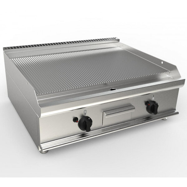 Plancha gaz nervurée a poser - l2g -  - acier inoxydable800 700x270mm