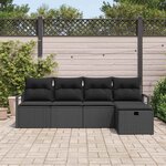 vidaXL Ensemble de canapé de jardin avec coussin 5 Pièces Noir Poly rotin