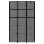vidaXL Étagère à 15 cubes avec boîtes Noir 103x30x175 5 cm Tissu