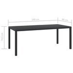 vidaXL Table de jardin Noir 185 x 90 x 74 cm Aluminium et WPC