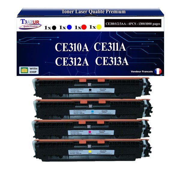 T3AZUR -4x Toners compatibles avec CE310A CE311A CE312A CE313A 126A pour HP LaserJet Pro 100 color MFP M175A M175NW