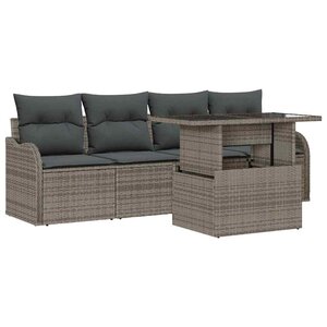 vidaXL Ensemble de canapé de jardin 5 Pièces Gris Poly Rattan