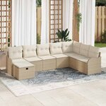 vidaXL Ensemble de canapé de jardin 8 Pièces Beige Poly rotin