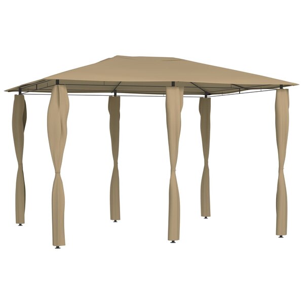 vidaXL Belvédère avec revêtement de poteaux 3x4x2 6 m Taupe 160 g/m²