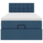 vidaXL Lit ottoman avec matelas et LED Bleu 100x200 cm Tissu