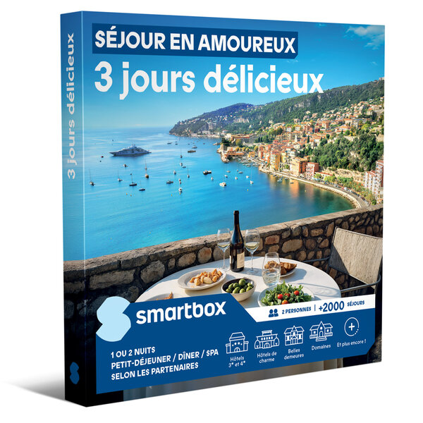 SMARTBOX - Coffret Cadeau Séjour en amoureux - 3 jours délicieux -  Séjour