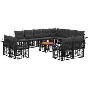 vidaXL Ensemble de canapés d'extérieur 13 pc Noir et Gris foncé