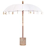 vidaXL Parasol balinais 260 Crème 210-220 cm Coton et bois massif