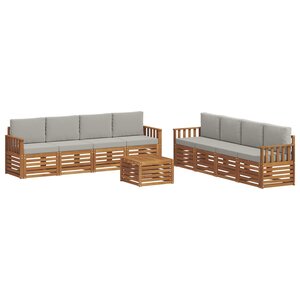 vidaXL Ensemble de canapés d'extérieur 9 pc Naturel et gris clair