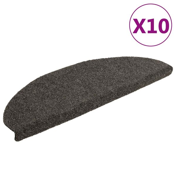 vidaXL Tapis d'escalier autocollants 10 pièces 65 x 21 x 4 cm Anthracite Demi-rond Grand